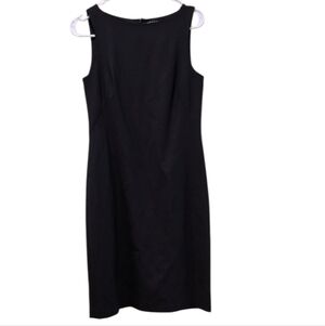 Theory Black Wool Blend Sleeveless Midi Sheath Dress Size 6